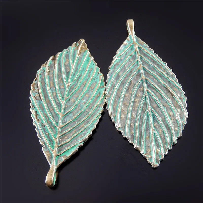 5PCS Retro Antique Bronze Patina Plated Leaf Charms Jewelry Making Accessory Metal Pendant Handmade Crafts Finding