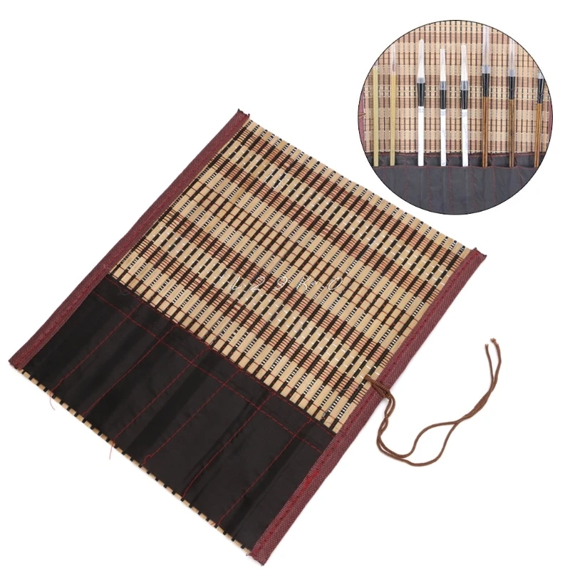 Painting Brush Holder Bamboo Rolling Bag Calligraphy Pen Case Curtain Pack image 3