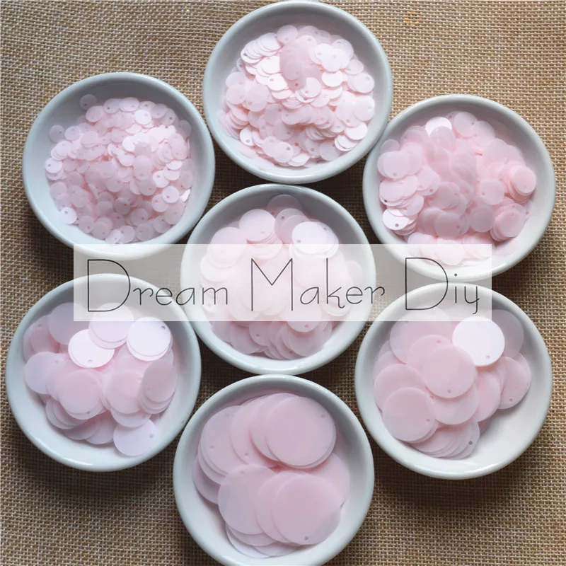 50g/lot 6-30mm Matte Pink Flat Round Side Hole PVC Loose Sequin Paillette Sewing,Wedding Craft,Kids DIY Garment Accessories