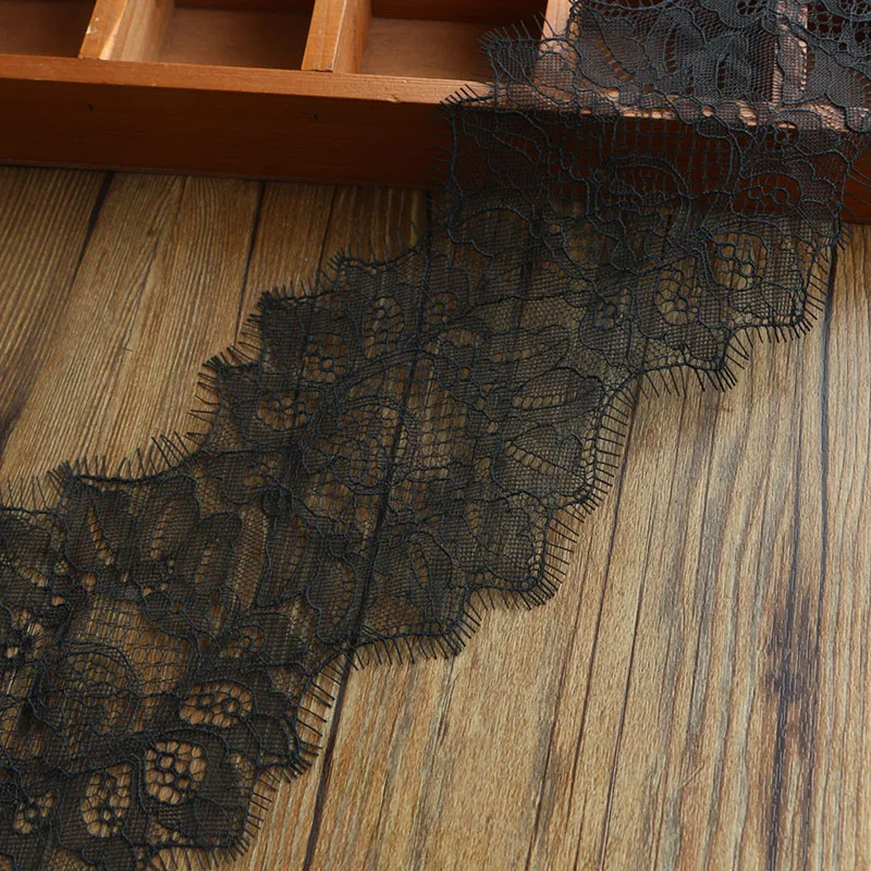 3meters/lot 13cm Width Fashion High Quality Handmade DIY Black Eyelash Lace Trimming, lace fabric