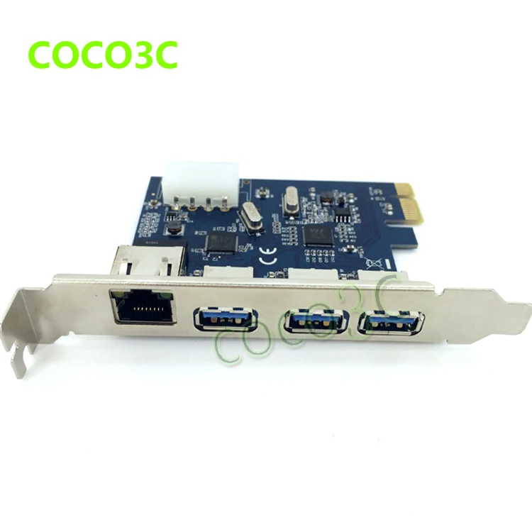 

PCI-e to External 3 ports USB 3.0+ RJ45 Gigabit Ethernet Network card USB3.0 + 1000M LAN Combo PCI express card