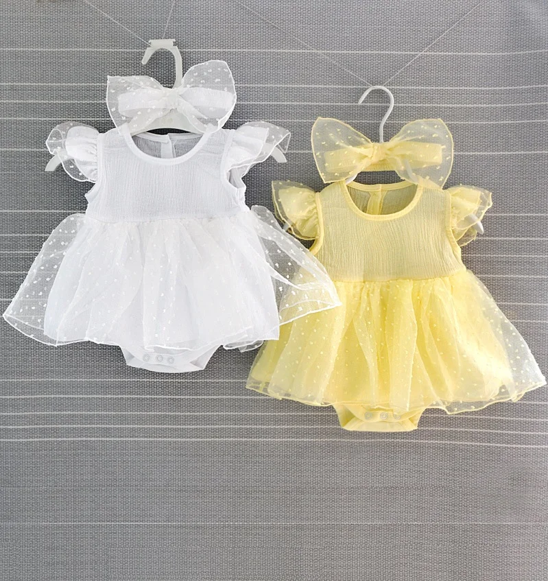 New Born Baby Girl Dresses Baby Baptism Dress 2019 Christening Princess White Yellow Newborn Dress Baby Girl Dresses 3 6 Months