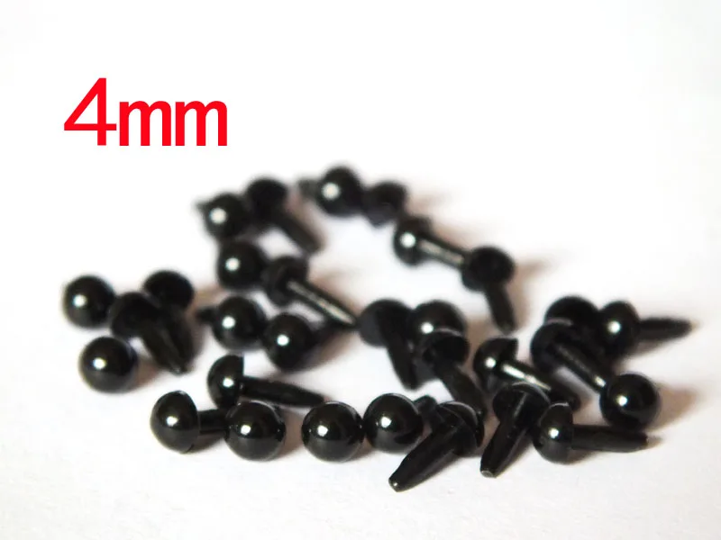 100pcs(50pairs) x 4mm Black Animal Safety Eyes Plastic Eyes