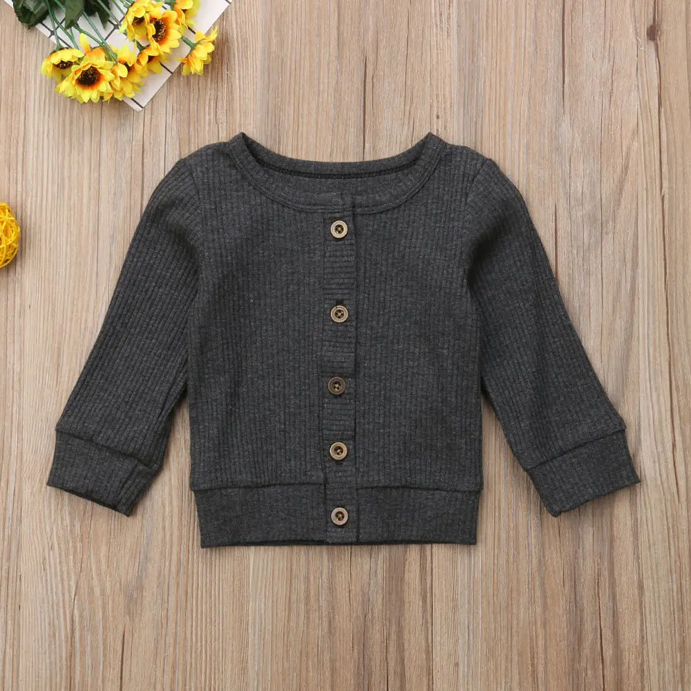 Autumn Winter Cardigan Baby Girl Boy Clothes Newborn Infant Kids Long Sleeves Knitted Sweater Coat Button Tops