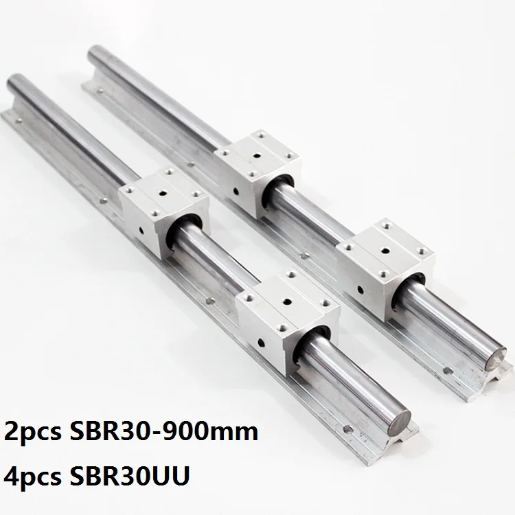 2pcs SBR30 30mm 900mm Support Linear Guide Rail With 4pcs SBR30UU Linear Bearing Sliding blocks For CNC Router