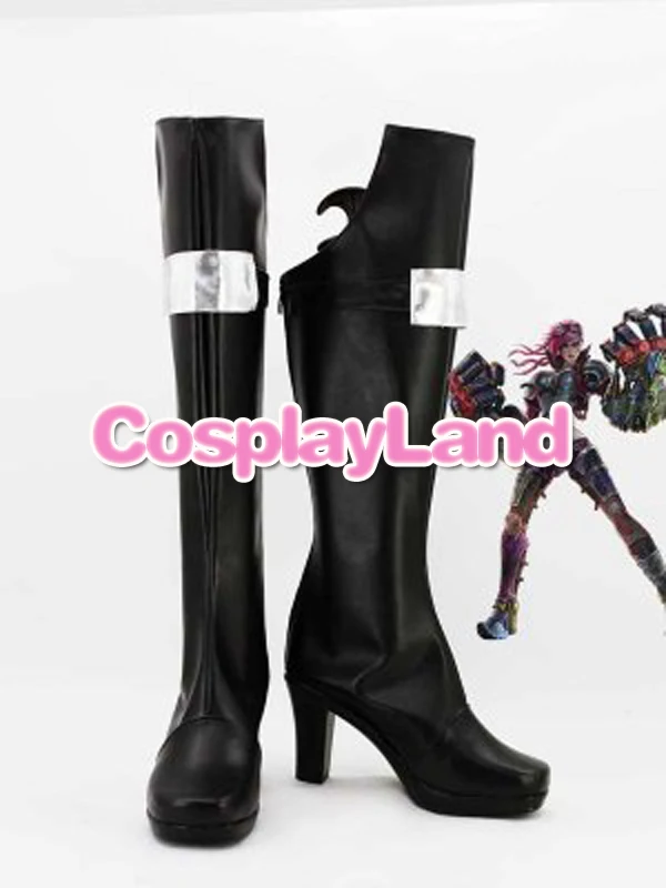 

Customize Boots LOL Cosplay The Piltover Enforcer Vi Black Hight Heel Cosplay Boots Cosplay Costume Anime Party Shoes