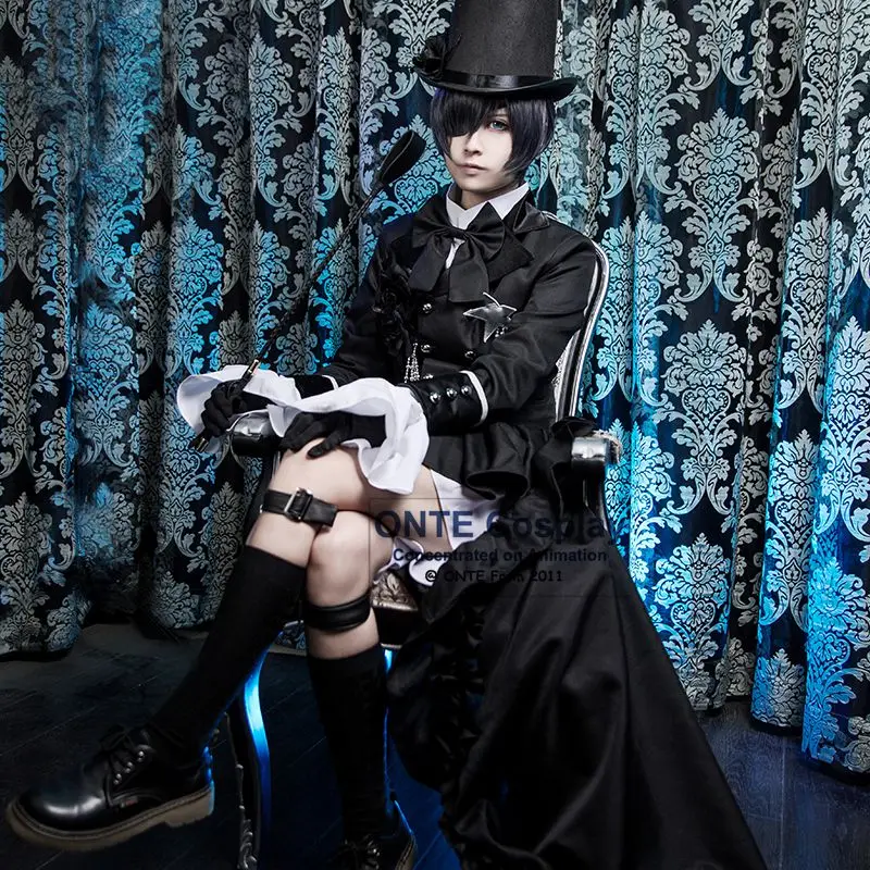 Anime Ciel Phantomhive Cosplay Cotumes Kuroshitsuji Halloween Men Fancy Party Trailing Dress Suit Complete Outfit