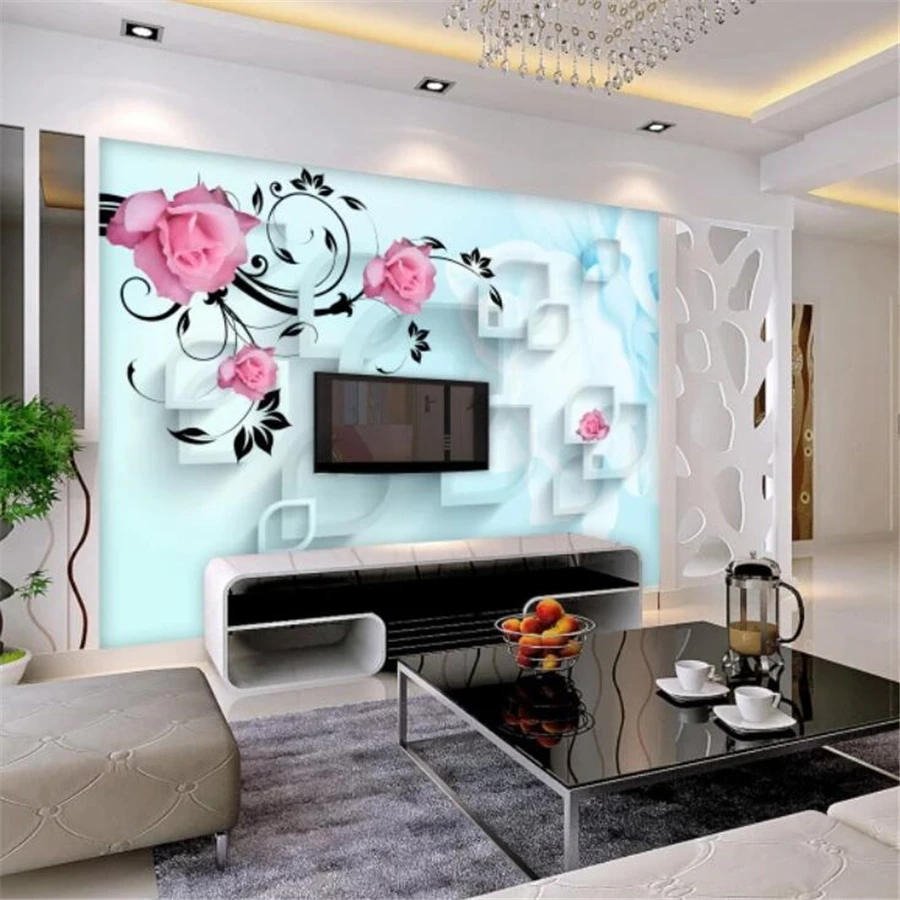 wellyu Custom Wallpaper 3d обои Large Photo Wallpaper Mural Stereo Rose Vine TV Background Wall Decorative Painting 3d wallpaper