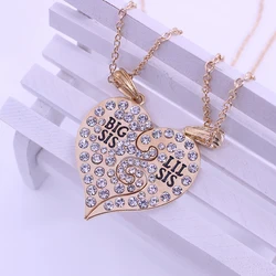 2 Pcs/Set Fashion Big Little Sister Necklace for Women Friends BFF Exquisite Charming Pendant Chains New Jewelry Party Gifts