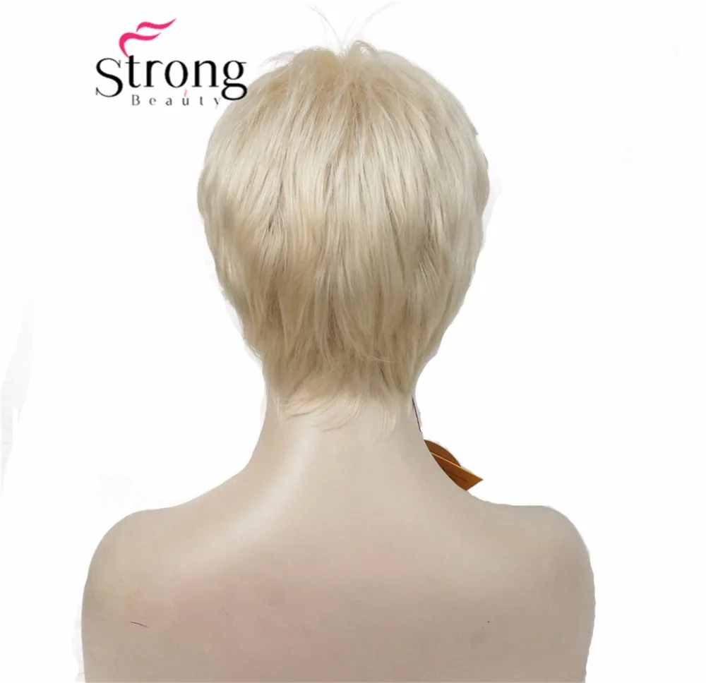 StrongBeauty Super krótkie warstwowe i kolczaste blond Pełna peruka syntetyczna Peruki Czarny Brązowy WYBÓR KOLORÓW