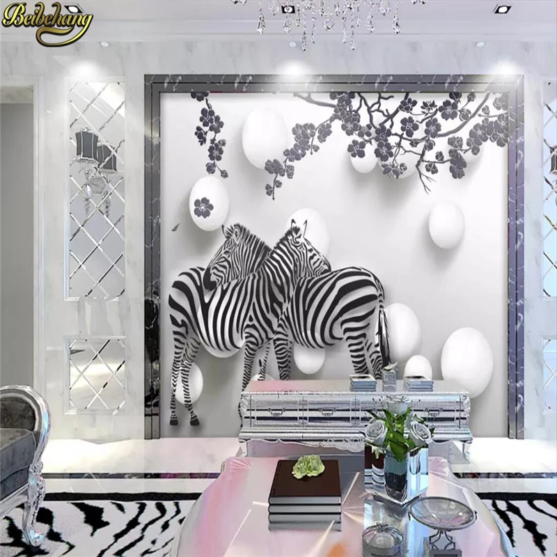 

beibehang Custom 3D Photo Wallpaper for Wall Mural Living Room bedroom Home Decor Painting Plum zebra wall papers 3d flooring