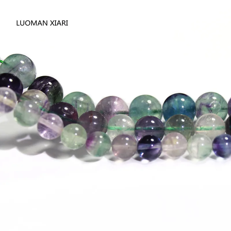 LUOMAN XIARI Round Natural Fluorite Stone Beads For Jewelry Making DIY Bracelet Necklace Material 4/6/8/10/12 mm Strand 15''