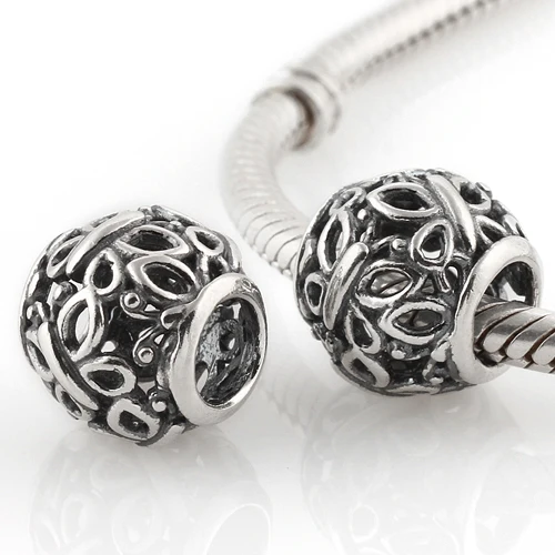 

Подлинный шарм из стерлингового серебра 925 пробы, ажурные бусины-бабочки, подходит для браслета в европейском стиле и цепочки-змейки Для женщин «сделай сам»