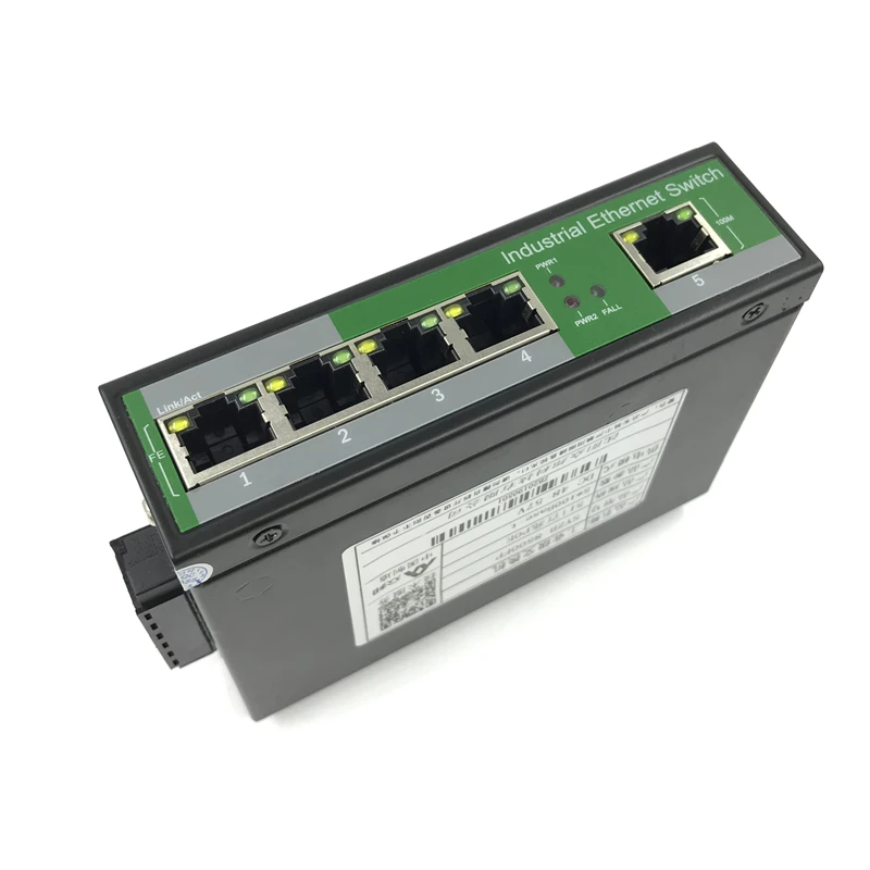 Conmutador Ethernet Industrial de alta potencia, conmutador de red gigabit de seguridad CCTV, 10/100M, 4 puertos, 5 puertos