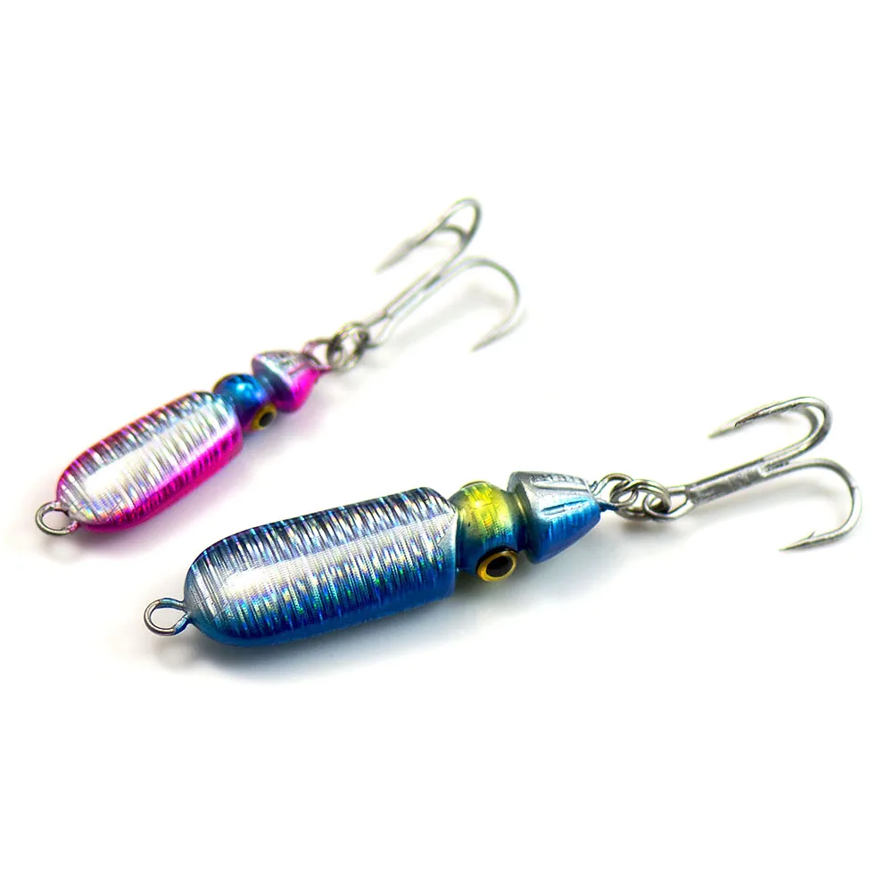 Countbass Micro Squid Casting Jigs 8g 23g with Treble Hook, Shore Jigging Fishing Lure Bait, Octoups Metal Jigs Sea Bass