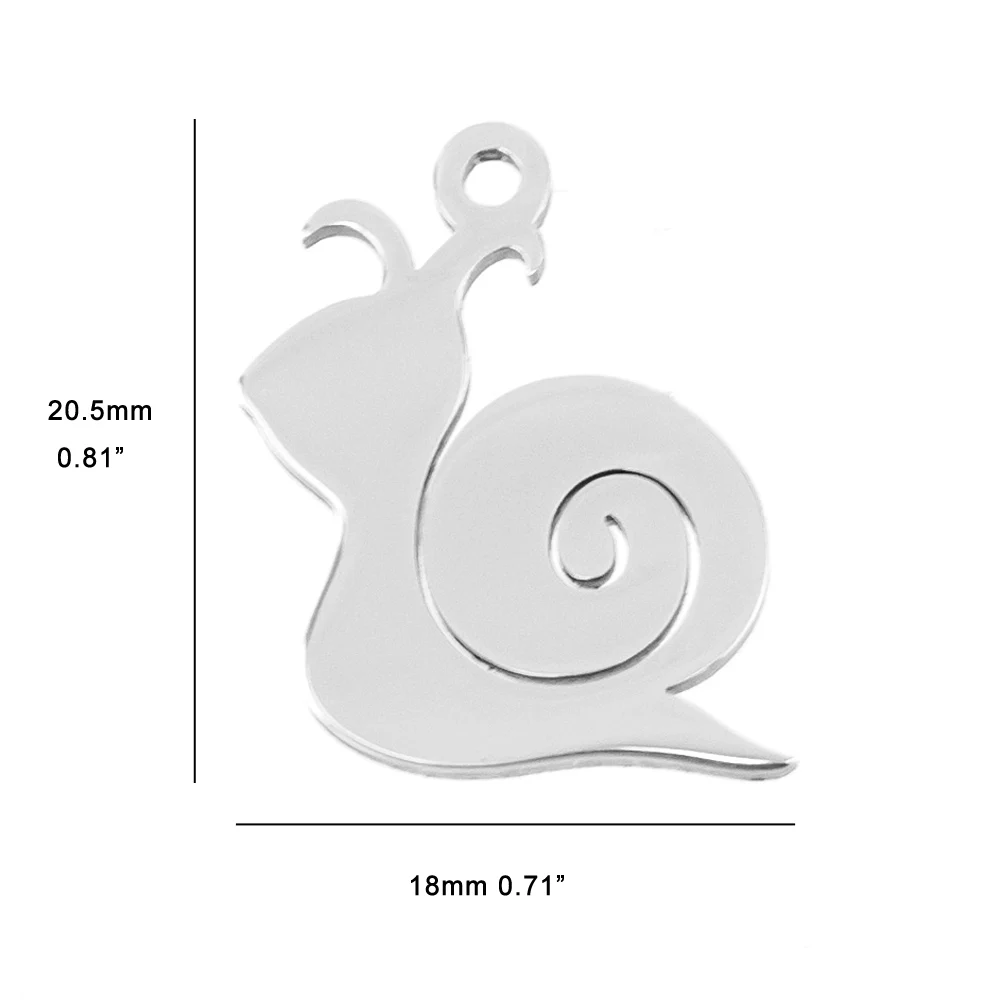 Risul Snail Style Necklace Pendant Engrave blank Charms for bracelet Mirror polish Stainless steel good Quality wholesale 50pcs