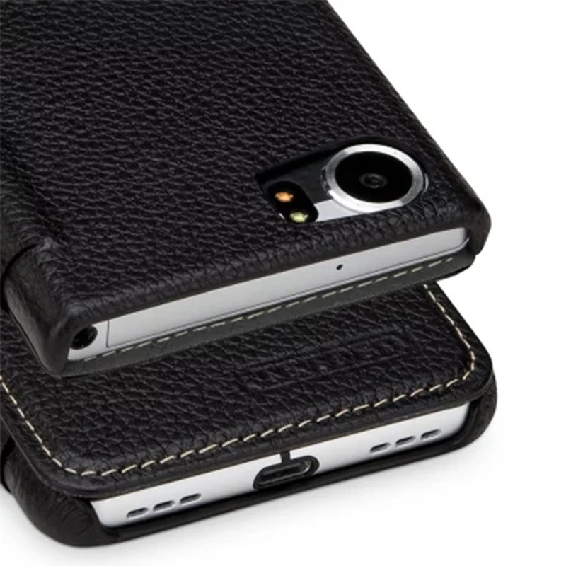 Imagem -03 - Couro Genuíno para Blackberry Keyone Janela Vista Flip Capa do Telefone Escudo Pele para Blackberry Chave Uma Imprensa Capa Bolsa Case de