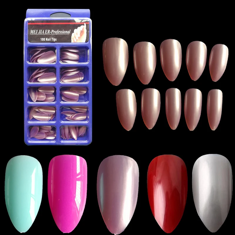 Pink nails 100pcs/Box Eagle Nail Tips Stiletto Nails Full Cover False Fake Nail