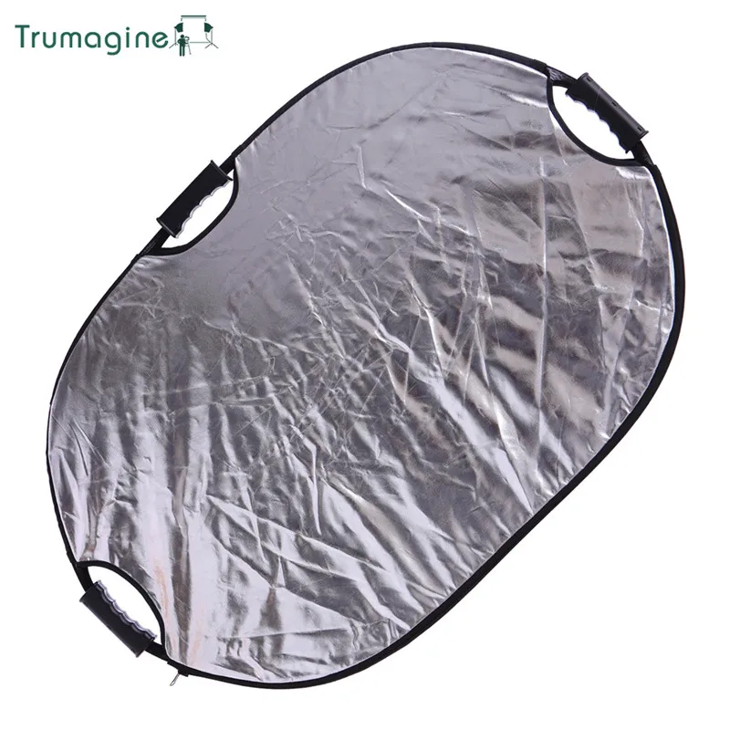 TRUMAGINE 90x120CM 2 IN 1 Silver/White Portable Collapsible Light Oval Reflector Light Reflector Diffuser Photography Reflector