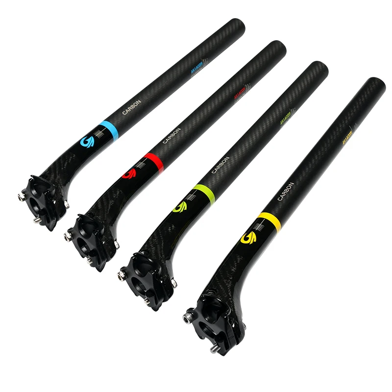 Newest ASIACOM Road&Mountain bike gloss+matt 3K full carbon bicycle seatposts MTB 27.2/30.8/31.6*350/400mm 20mm offset