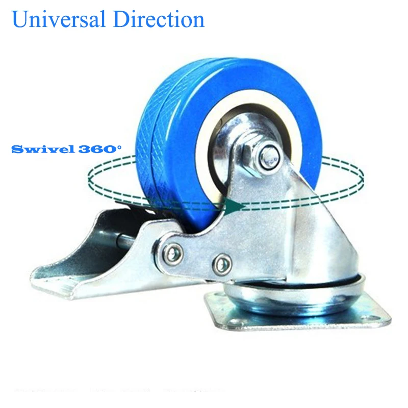 4pcs/lot Diameter 50mm Rubber Caster With Brake Chair Travel Luggage Universal Roll Wheel Household Appliance Moving Trailer