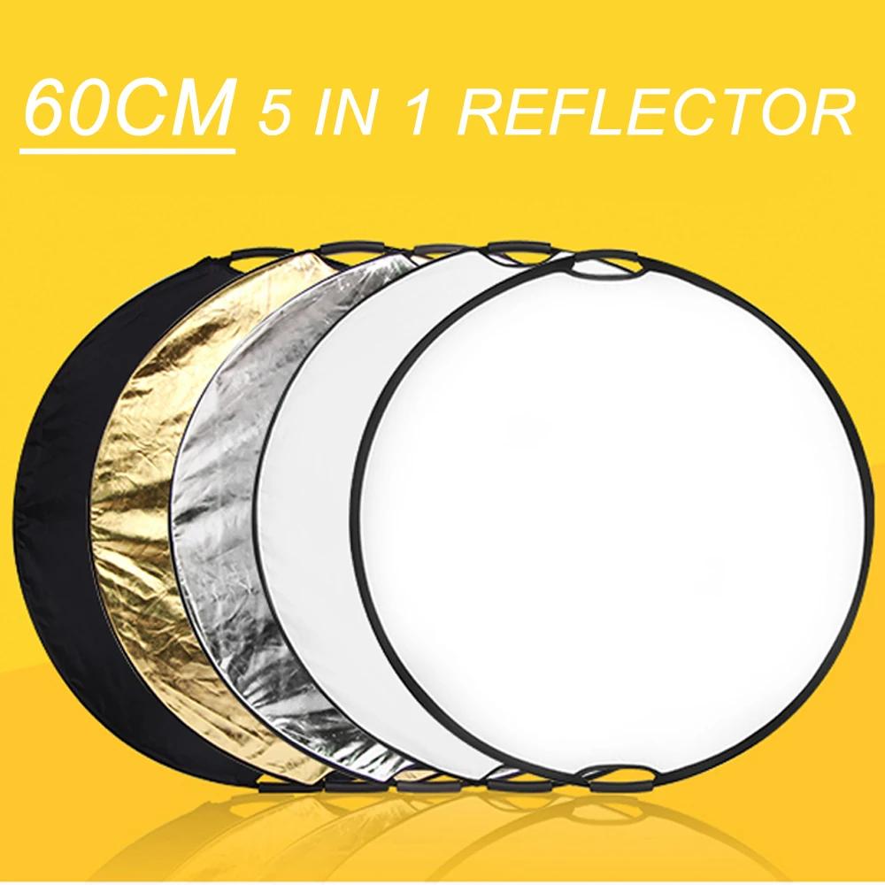 60cm 5 in 1 Portable Collapsible Reflective Disc Round Photography Reflector Multi Photo Disc Photo Studio Accessories