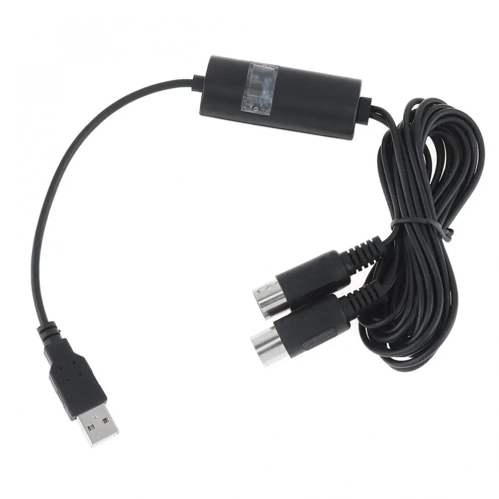 2 Meters USB to MIDI Cable Electric Piano Drum Guitar Music Compile Interface Adapter Cable Converter Support Mac OS and Windows