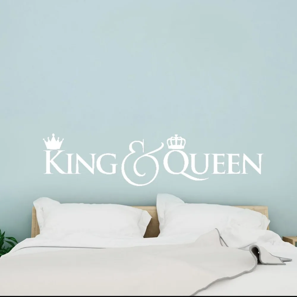 Headboard DIY Vinyl Wall Decals King and Queen Crown Wall Decor Sticker Home Decoration Bedroom Art Decal Gift for Couple D533