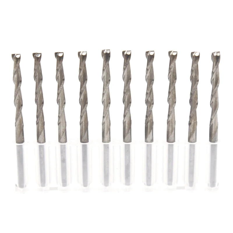 4mm * 22mm Carbide CNC Tool  CNC Router Wood Bit Two Slot Helix Double Strawberry Strawberry Flute Spiral PVC Cutter 10PCS