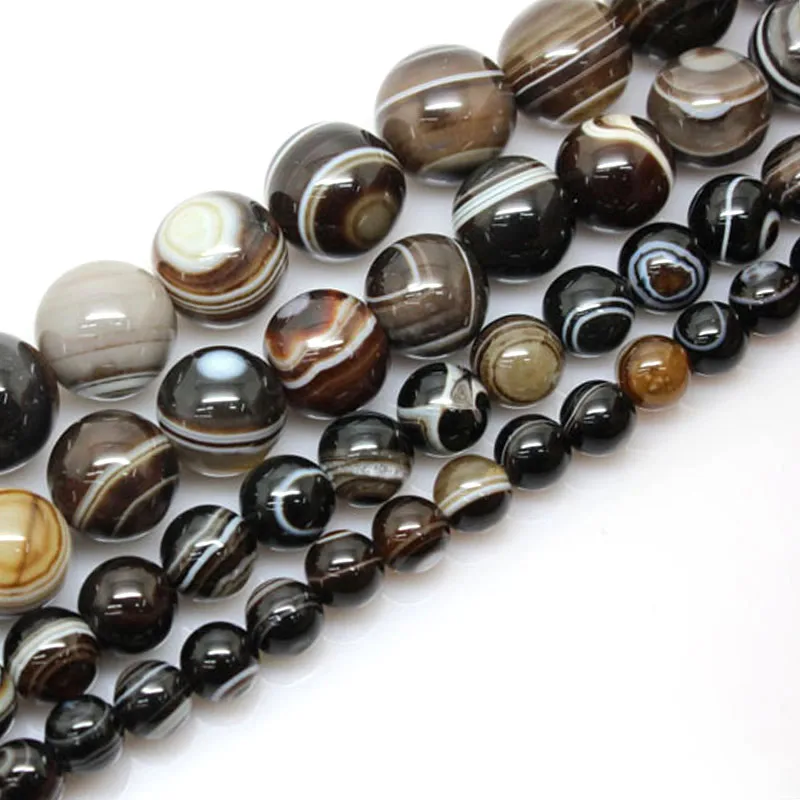 8-14mm Natural Round Dzi Agates Banded Agates Stripe Onyx Beads For Jewelry Making Beads 15\'\' Needlework DIY Beads Trinket