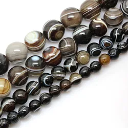 8-14mm Natural Round Dzi Agates Banded Agates Stripe Onyx Beads For Jewelry Making Beads 15'' Needlework DIY Beads Trinket