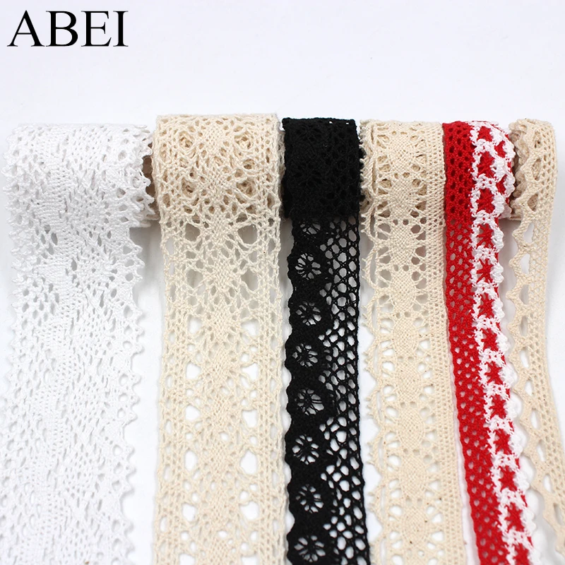 10yards/lot Knitted Cotton Lace Ribbon Trims for Clothes Diy Curtain Hometexile Cotton Fabric Wedding Crafts Scrapbooking Decors