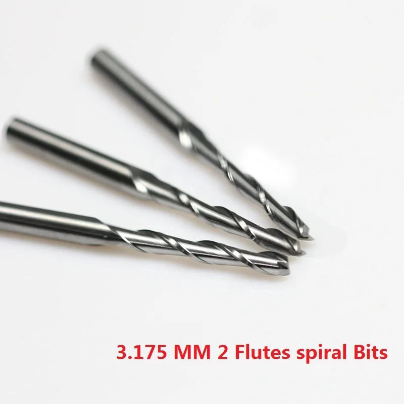 

1pc 3.175 mm SHK Carbide CNC Router Bits Two Flutes Spiral End Mills Double Flutes Milling Cutter Spiral PVC Carving Cutters