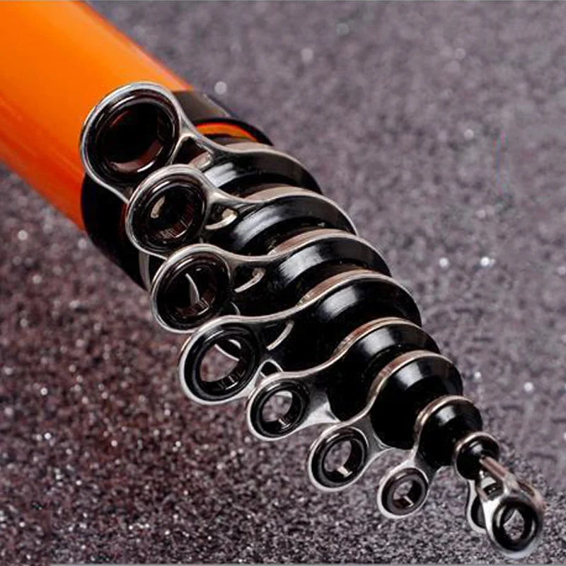 New design orange carbon spinning fishing rod 2.7 3.6 4.5 5.4 6.3m telescopic rock fishing rod  sea pole travel hand rod