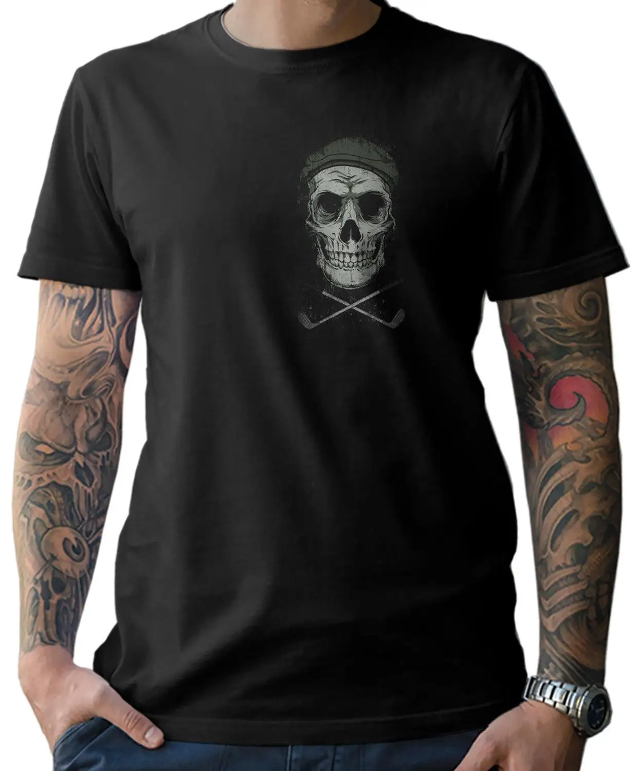 T-Shirt Skull Golf Golf Racket Golfer Shirt Skull Cap Double Side 2019 Summer Brand Casual Funny Cotton Short Sleeve T-Shirt