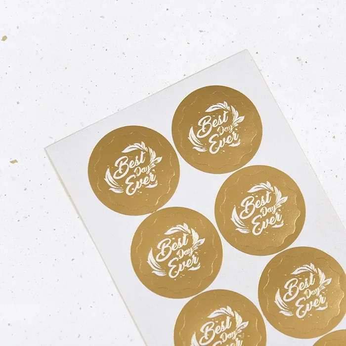 Wedding stickers Best Day Ever, Foiled Wedding Labels, Gold, Rose Gold for Favors, Round Gift or Envelop Seals, 2 sheets(20pcs)