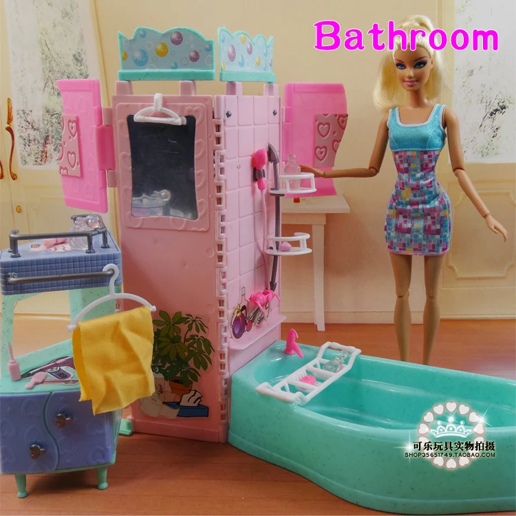 New arrival Summer swimming toys DIY doll bathroom tub For barbie Doll 1/6 Doll Accessories doll house Furniture set