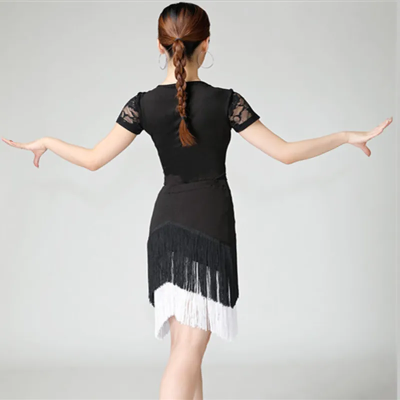 Diskon Besar Rok Tari Wanita Dewasa Rok Tari Latin Rumbai Ganda Rok Berumbai Perempuan Tidak Teratur Modern Cha/Rumba/Tango XXXL