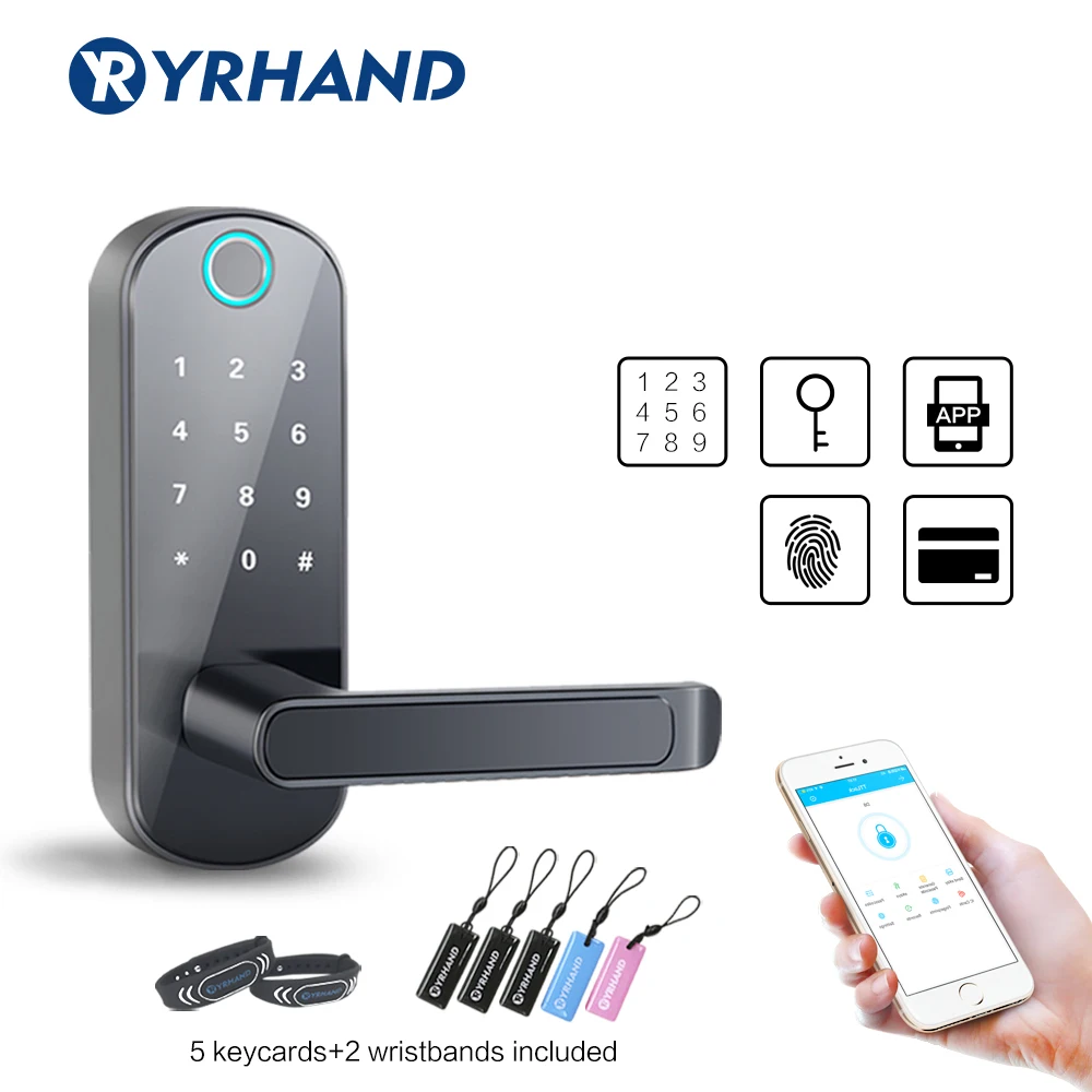 

TT lock Keyless Bluetooth Biometric Fingerprint Door Lock Waterproof Electronic Door lock WiFi App Smart Code Keypad Door Lock