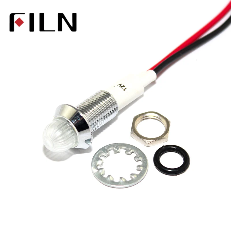 10mm LED Metal Indicator Light Waterproof IP67 Signal Lamp 3V 5V 6V 9V 12V 24V 110V 220V Red Yellow Blue Green White Pilot Seal