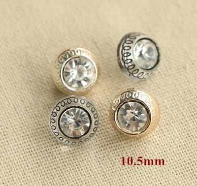 20 pcs/lot Taille: 10.5mm Mode Strass Clip Bouton Transparent Chemise Bouton (ss-705)