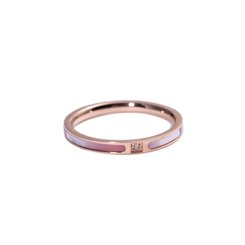 YUN RUO New Arrival Fashion Shell Zirconia Rings Rose Gold Color Fashion Titanium Steel Jewelry Birthday Gift Woman Never Fade