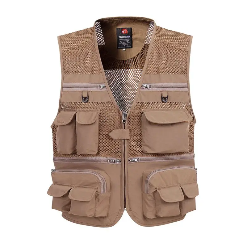 

zozowang Men Summer Outdoors Tactical Mesh Vest Men Breathable Shooting Multi Pockets Vest Shooting Waistcoat Sleeveless Jacket