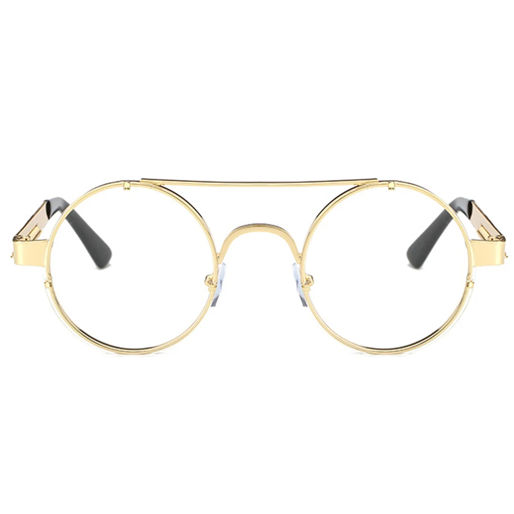 Peekaboo okrągły Oprawki do okularów mężczyźni w stylu vintage złoty 2018 płaskie top w stylu retro okrągła metalowa ramka okulary z przezroczystymi szkłami kobiety rama — zdjęcie 3