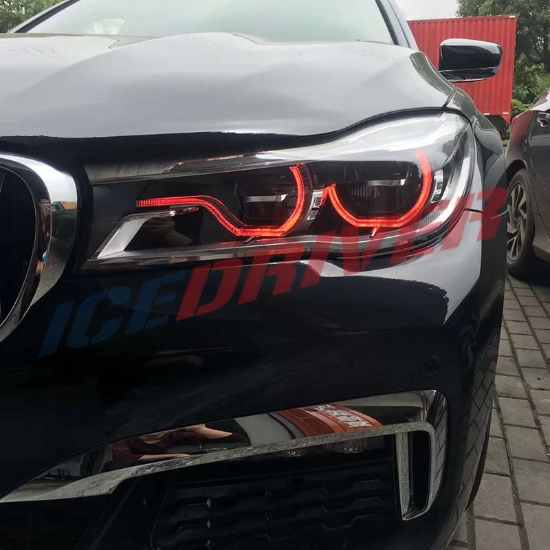 Icedriver for BMW 7 series Angel Eyes DRL RGB multicolor LED boards daytime running lights Red RGBW Demon Eye bulbs 2016 -2019