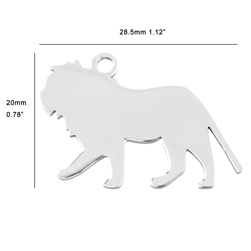 Risul Lion Style Necklace Pendant Engrave blank Charms Mirror polish Stainless steel good Quality wholesale 50pcs