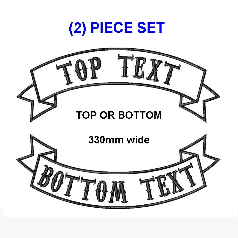 330MM wide 2 PCS CUSTOM EMBROIDERED MC ROCKER PATCH 350MM WIDE TOP OR BOTTOM MOTORCYCLE BIKER VEST CUT