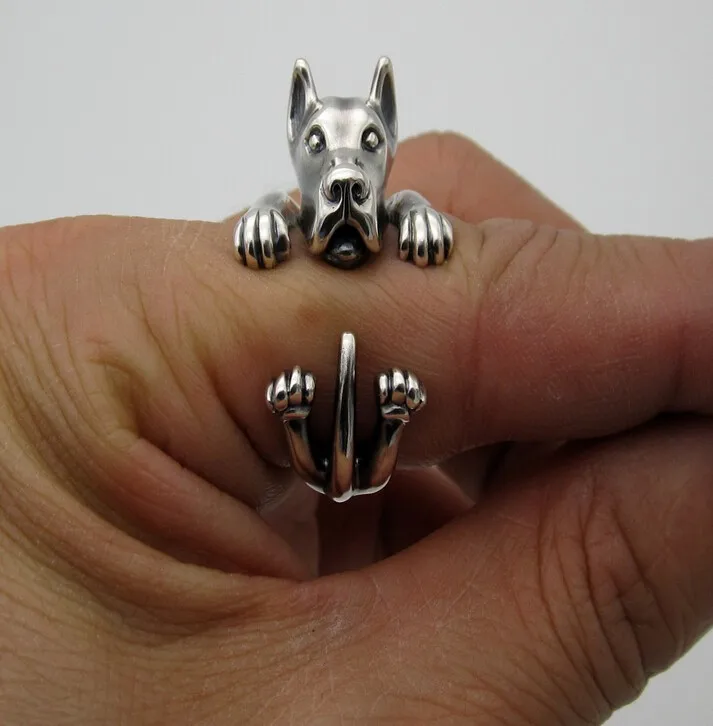 Great Dane Ring free size Dog ring adjustable Handmade Embossed alloy plated fast delivery