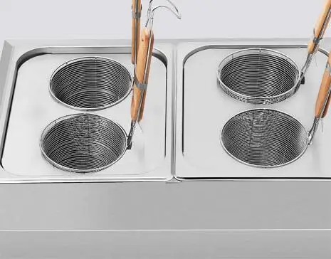 Fogão comercial de macarrão de indução com 4 cestos, equipamento de restaurante, fogão a gás