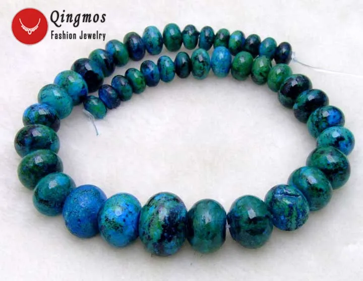 

Qingmos Natural 10-20mm Green Graduate Roundel Green Chrysocolla Loose Beads for Beadwork DIY Bracelet Necklace 15'' Los237